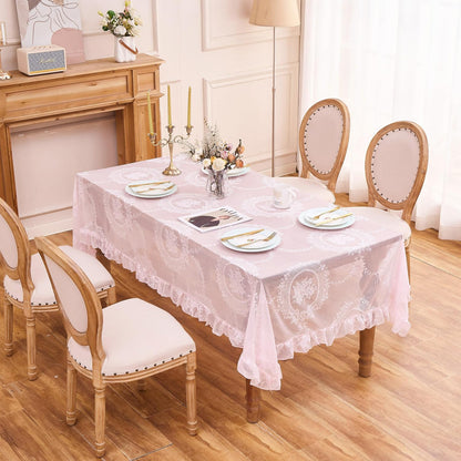 Pink Lace Tablecloth Vintage Table Cloth (Pink,55”x70”,Rectangular)