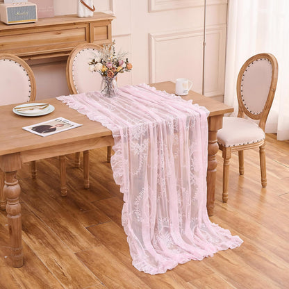 Pink Lace Tablecloth Vintage Table Cloth (Pink,55”x70”,Rectangular)