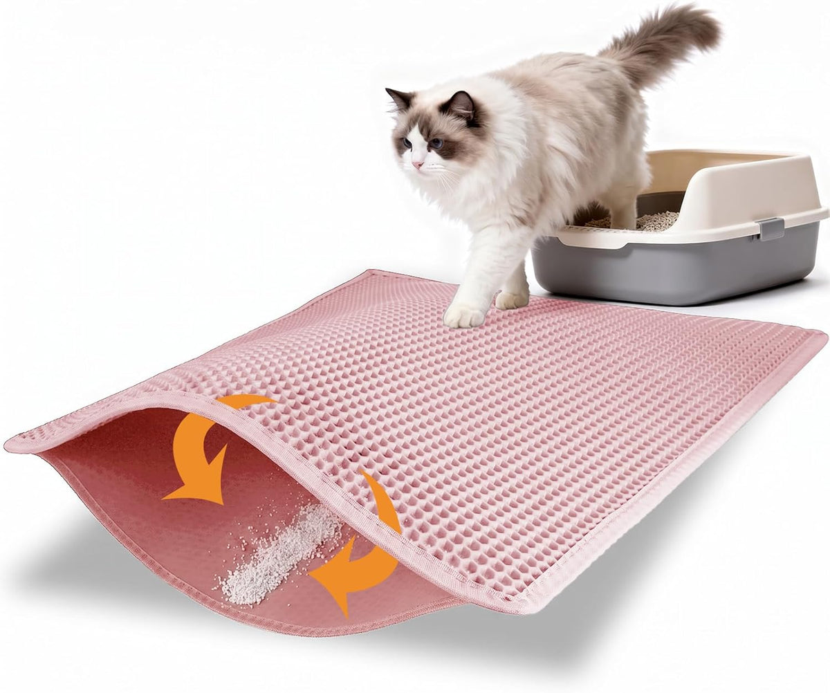 Litter Box Mat, Double-Layer Urineproof Design, 30" x 24" Pink