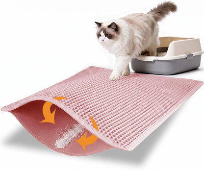 Litter Box Mat, Double-Layer Urineproof Design, 30" x 24" Pink