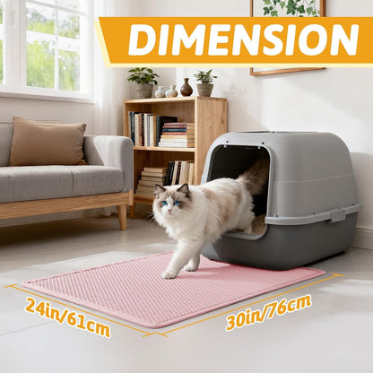 Litter Box Mat, Double-Layer Urineproof Design, 30" x 24" Pink
