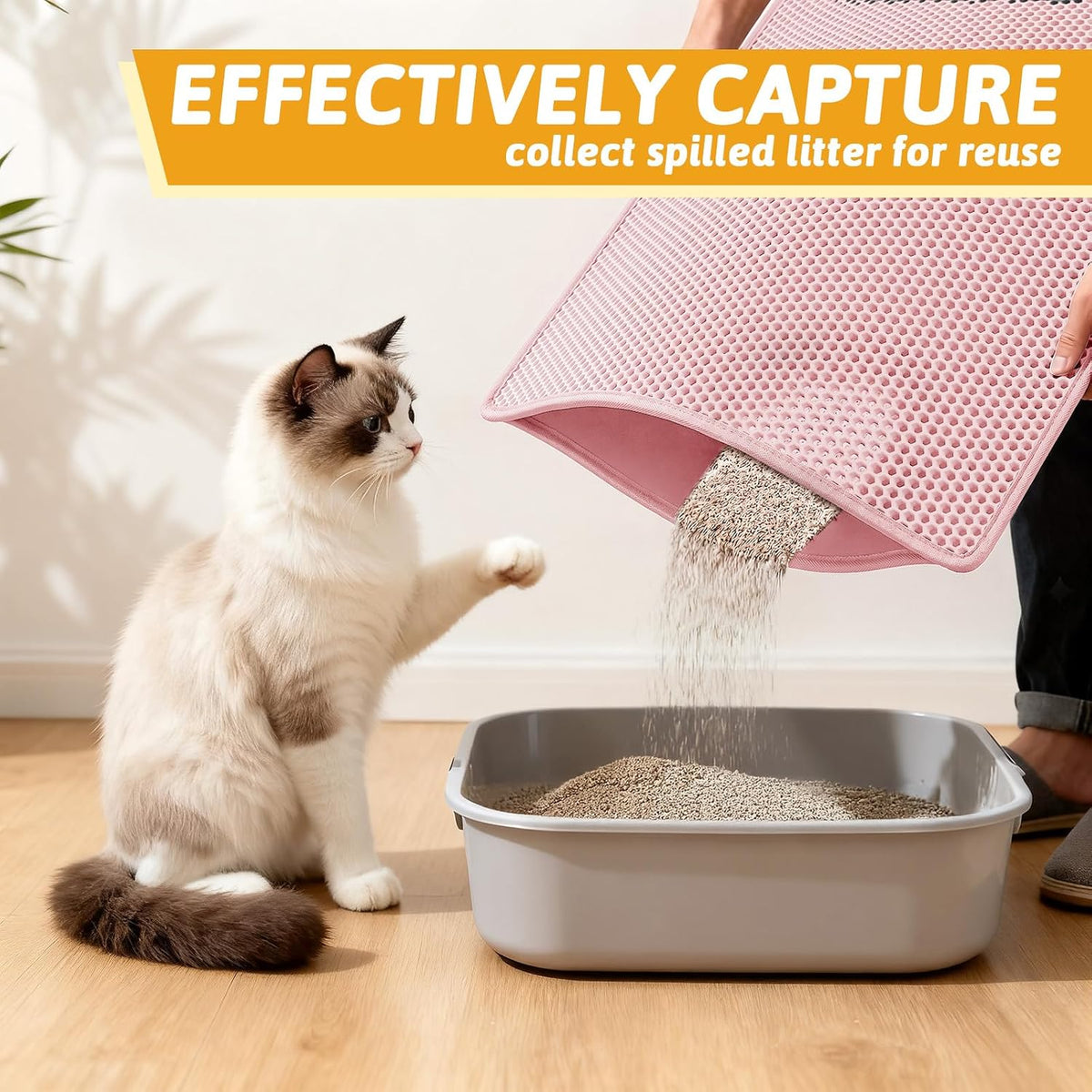 Litter Box Mat, Double-Layer Urineproof Design, 30" x 24" Pink