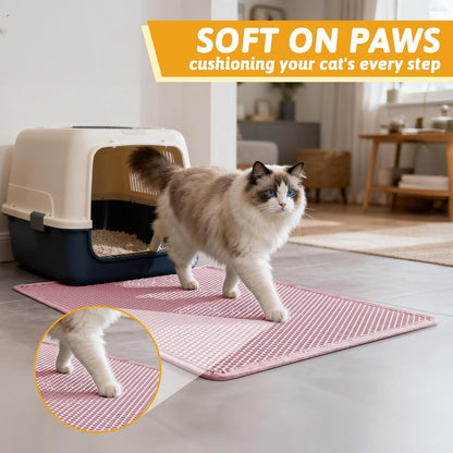 Litter Box Mat, Double-Layer Urineproof Design, 30" x 24" Pink