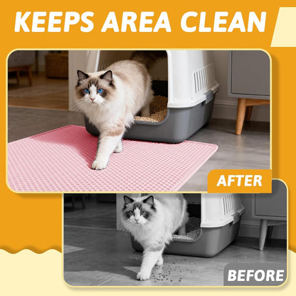 Litter Box Mat, Double-Layer Urineproof Design, 30" x 24" Pink