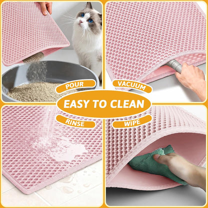 Litter Box Mat, Double-Layer Urineproof Design, 30" x 24" Pink