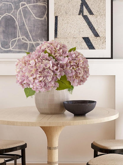 4PCS 20'' Real Touch Hydrangea Artificial Flowers Light Pink Champagne Faux Hydrangeas for Spring Porch Home Wedding Floral Arrangements Outdoor Party Baby Shower Table Centerpiece Xmas Decor