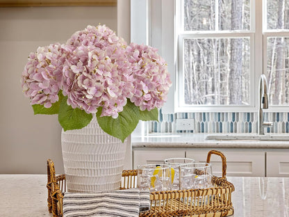 4PCS 20'' Real Touch Hydrangea Artificial Flowers Light Pink Champagne Faux Hydrangeas for Spring Porch Home Wedding Floral Arrangements Outdoor Party Baby Shower Table Centerpiece Xmas Decor