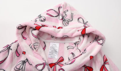 Girls Fleece Hooded Robes Soft Plush Bathrobe for Kids 2-16 Years