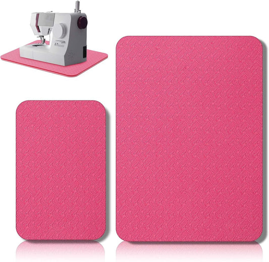 2 Pcs Sewing Machine Muffling Mat Pedal Sewing Mat Reduce Vibrations Noise No Slip Machine Accessories for Quilting(15" X 20" and 9" X 14",Red Pink)