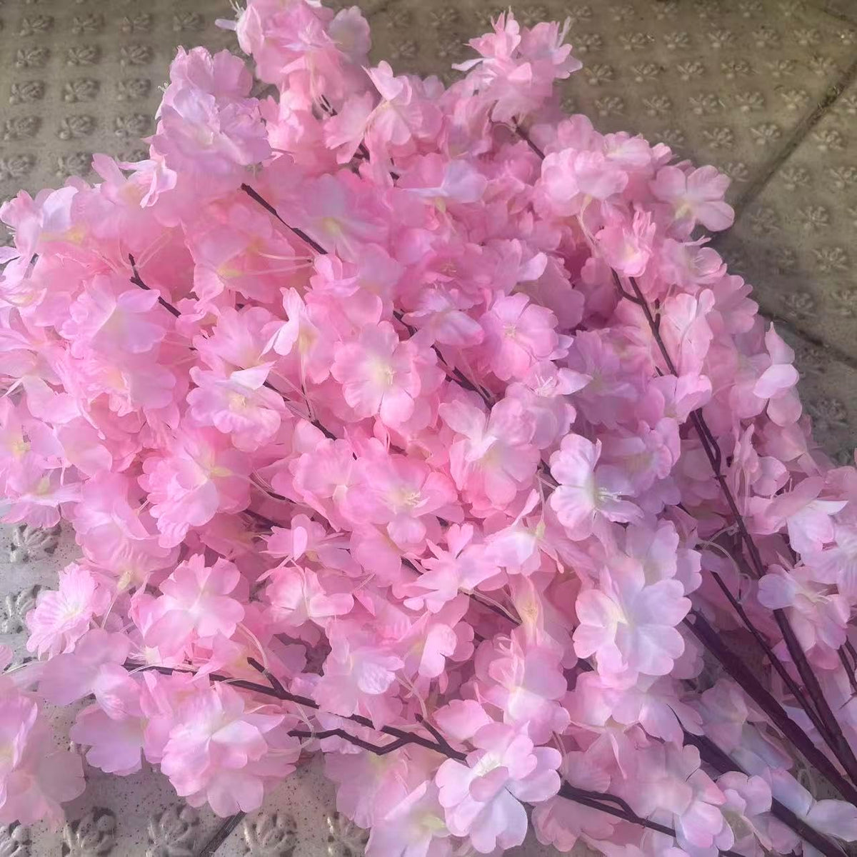 50PCS Artificial Cherry Blossom, Silk Cherry Blossom Branches, Realistic Fake Flowers for Weddings, Square Halls, Artificial Trees, Hotel Activities, Living Room Home Decoration (Medium Pink)