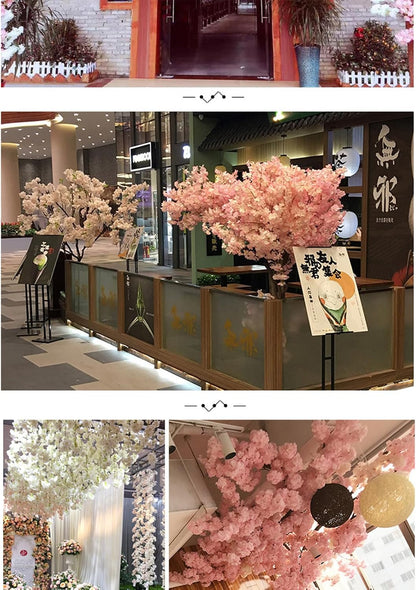 50PCS Artificial Cherry Blossom, Silk Cherry Blossom Branches, Realistic Fake Flowers for Weddings, Square Halls, Artificial Trees, Hotel Activities, Living Room Home Decoration (Medium Pink)