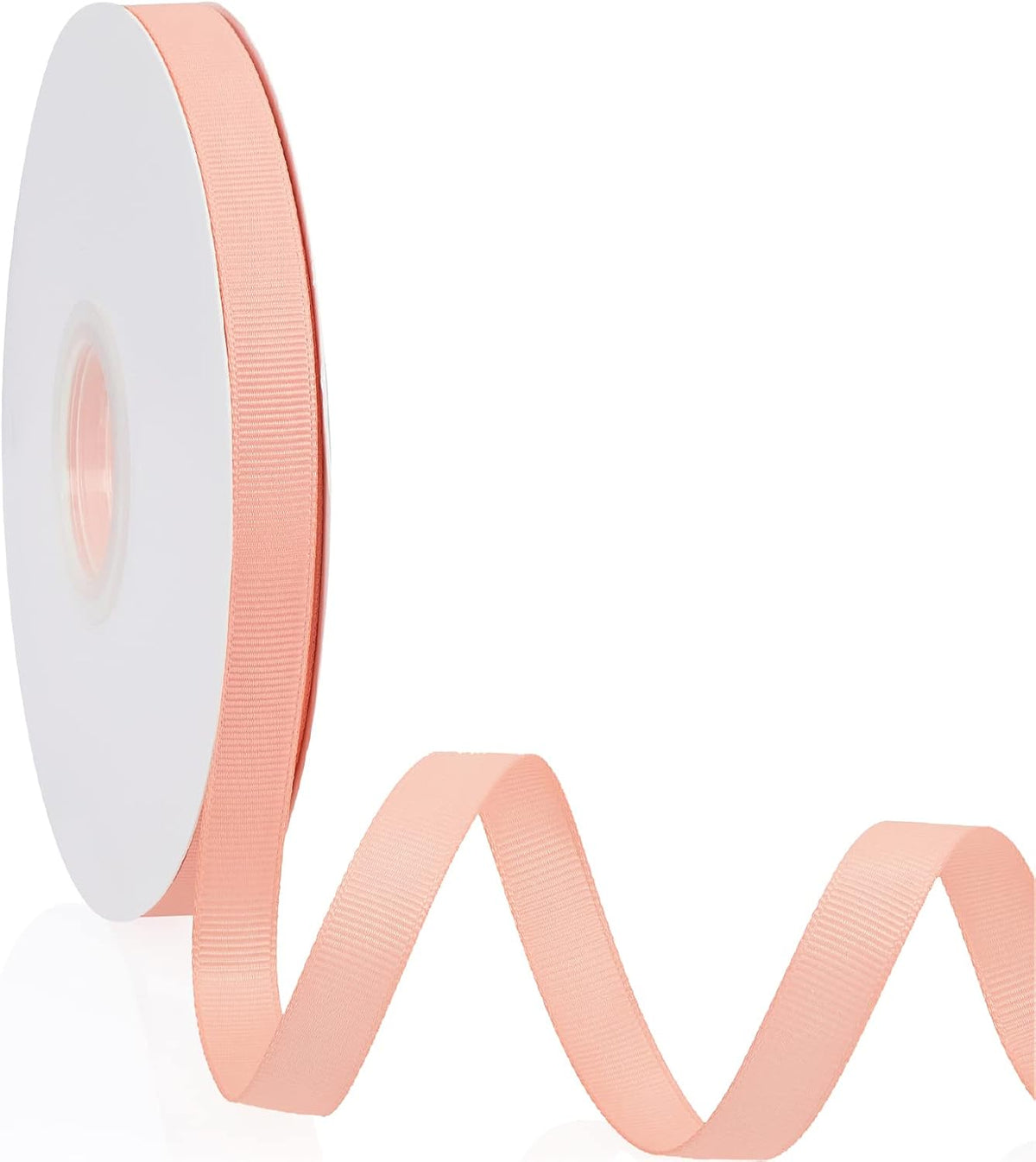 Peach 3/8" X 50 Yards Solid Color Double Faced Grosgrain Ribbon for Gifts Wrapping, Wedding, Party, Crafts