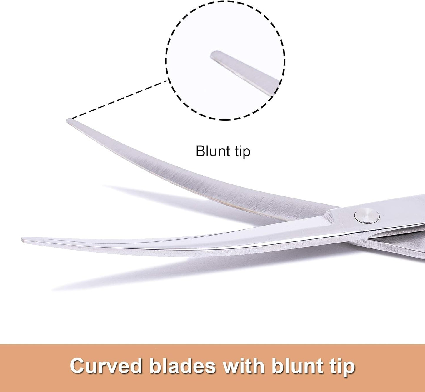 LovinPet Pet Grooming Scissors Professional Dog Cat Grooming Shears with Round Blunt Tip Stainless Steel, Dog Curved Scissors for Grooming Cats Dogs Grooming Tools
