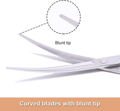LovinPet Pet Grooming Scissors Professional Dog Cat Grooming Shears with Round Blunt Tip Stainless Steel, Dog Curved Scissors for Grooming Cats Dogs Grooming Tools
