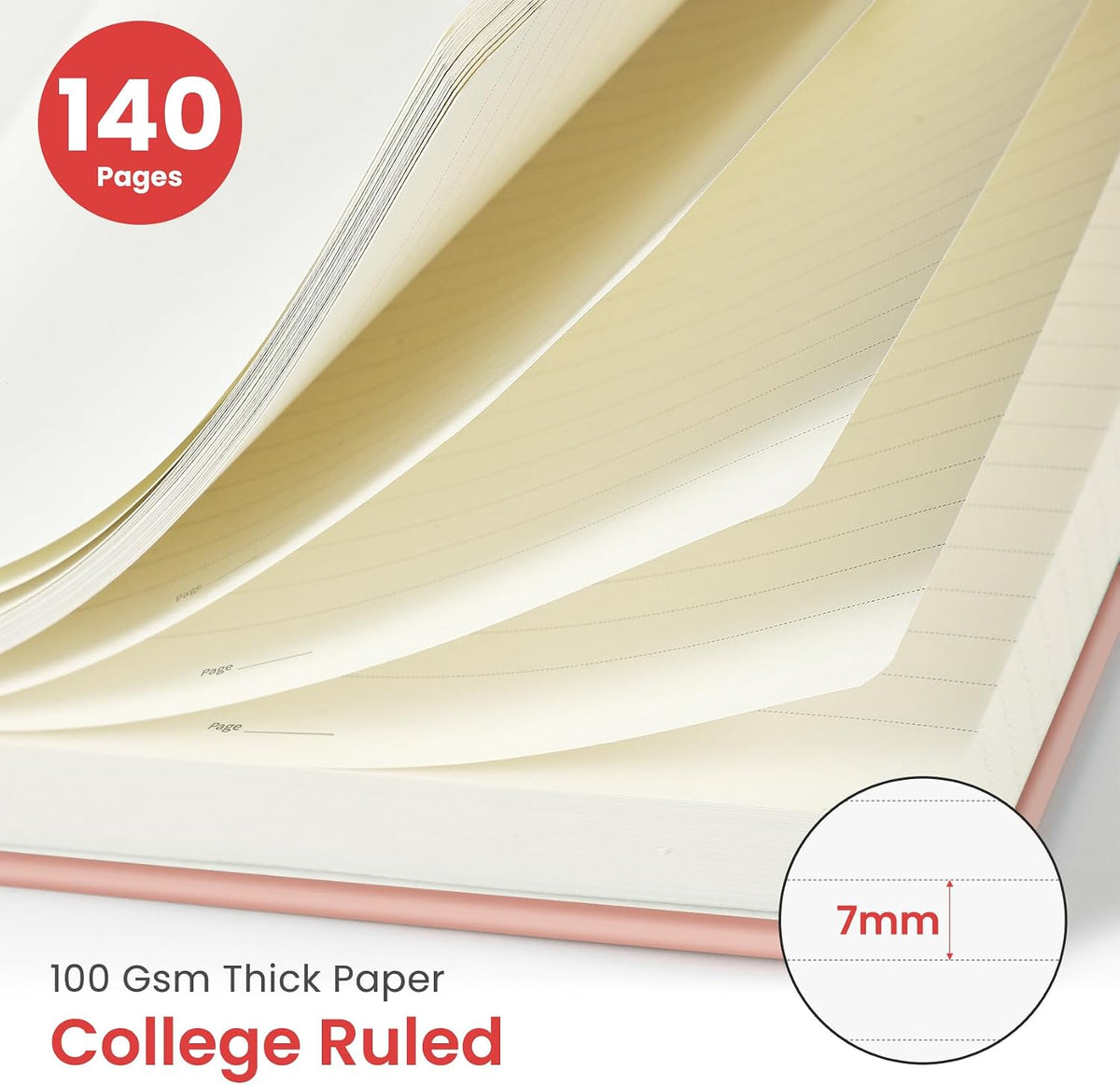 Lined Spiral Notebook for Work, 5.7"x7.9" Spiral Journal College Ruled