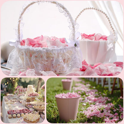 200PCS Real Pink White Rose Flower Petals Confetti for Wedding to Throw
