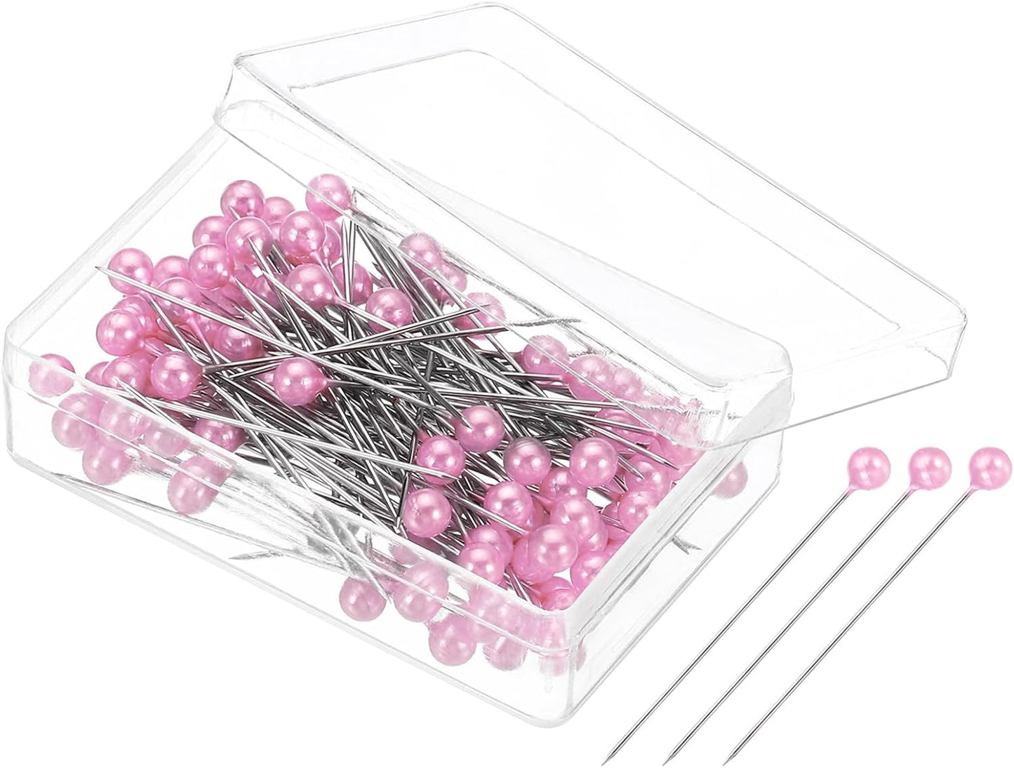 Sewing Pins, 100 Pcs 1.5 Inch Straight Pin with Plastic Pearlized Ball Head for Fabric Decorative Jewelry DIY Craft Sewing Project, Light Pink