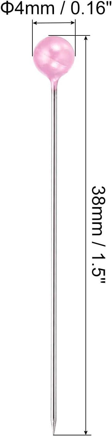 Sewing Pins, 100 Pcs 1.5 Inch Straight Pin with Plastic Pearlized Ball Head for Fabric Decorative Jewelry DIY Craft Sewing Project, Light Pink