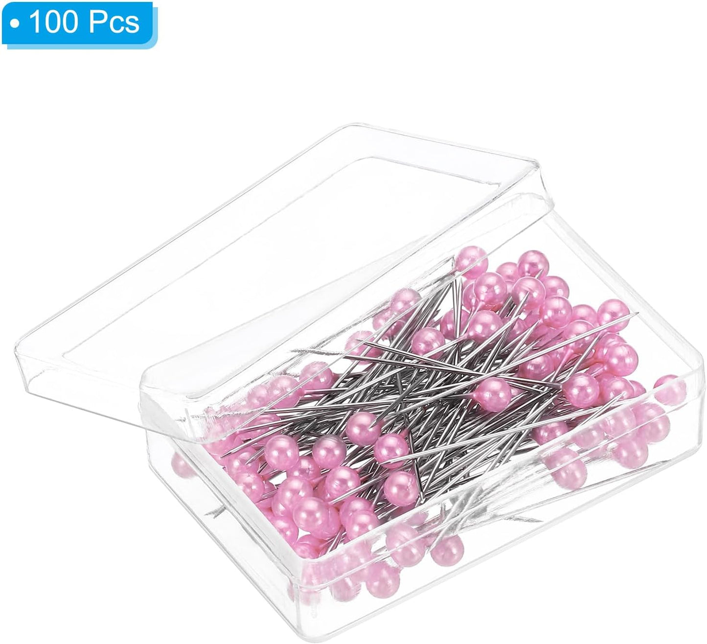 Sewing Pins, 100 Pcs 1.5 Inch Straight Pin with Plastic Pearlized Ball Head for Fabric Decorative Jewelry DIY Craft Sewing Project, Light Pink