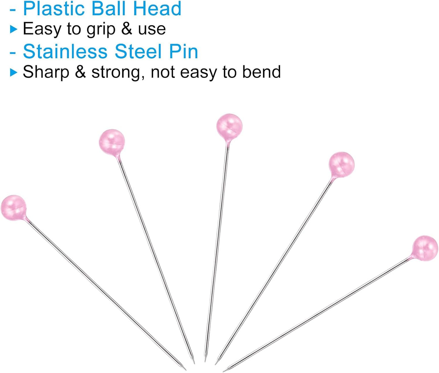 Sewing Pins, 100 Pcs 1.5 Inch Straight Pin with Plastic Pearlized Ball Head for Fabric Decorative Jewelry DIY Craft Sewing Project, Light Pink
