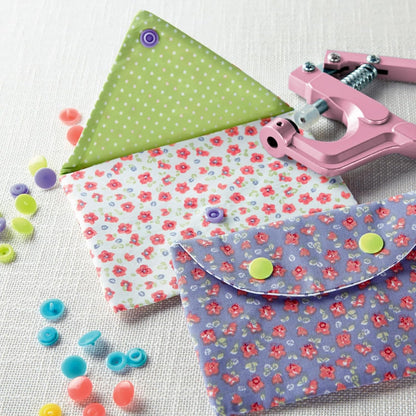 Plastic Snap Fastener Kit with Plier, Pink