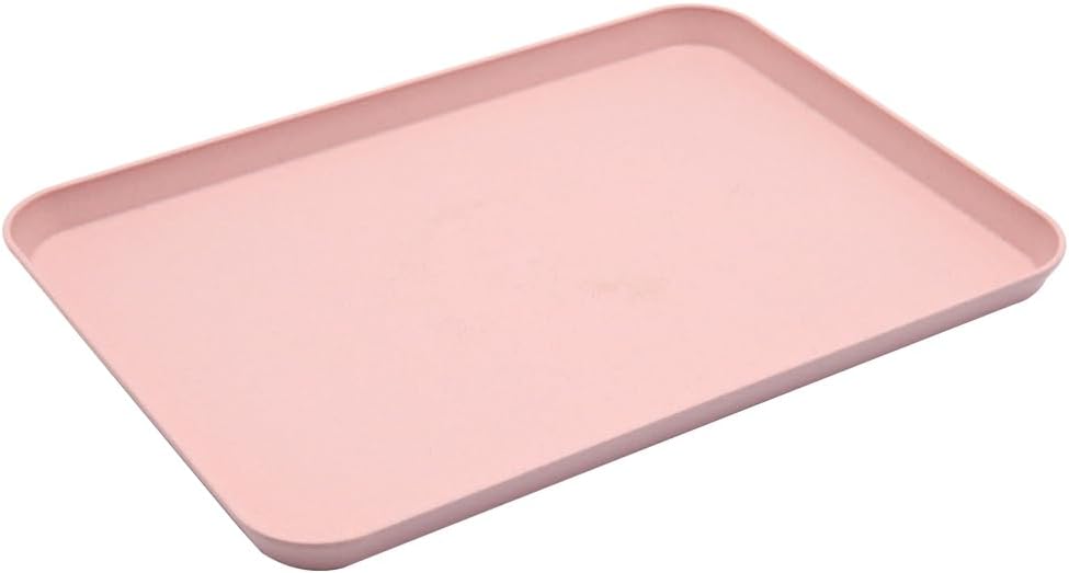 Dinner Serving Tray, Decorative Unbreakable Wheat Straw Tea Platter, Pink