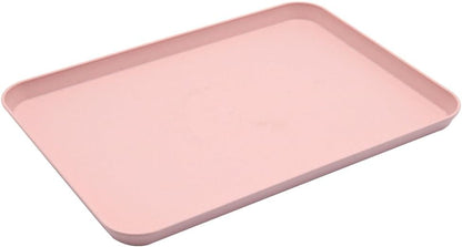 Dinner Serving Tray, Decorative Unbreakable Wheat Straw Tea Platter, Pink