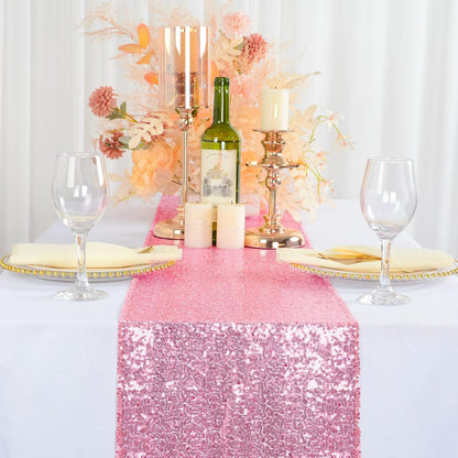 Pink Gold Sequin Table Runner 12x108 -1 Piece Glitter Runner