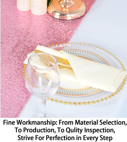Pink Gold Sequin Table Runner 12x108 -1 Piece Glitter Runner