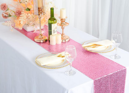 Pink Gold Sequin Table Runner 12x108 -1 Piece Glitter Runner