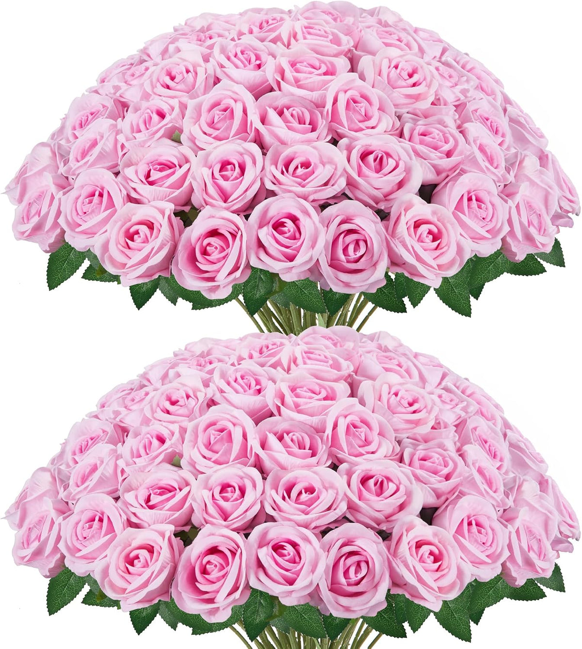 Pink Roses Artificial Flowers 50 Pcs Fake Velvet Silk Rose Floral