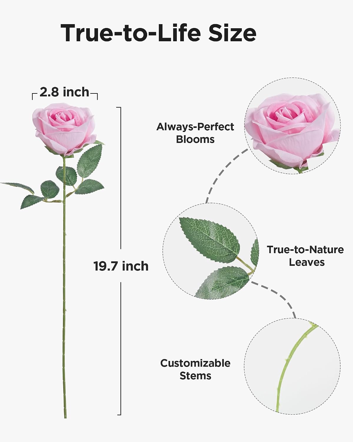 Pink Roses Artificial Flowers 50 Pcs Fake Velvet Silk Rose Floral