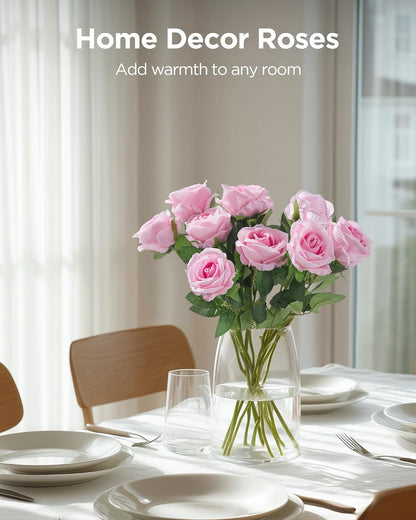Pink Roses Artificial Flowers 50 Pcs Fake Velvet Silk Rose Floral