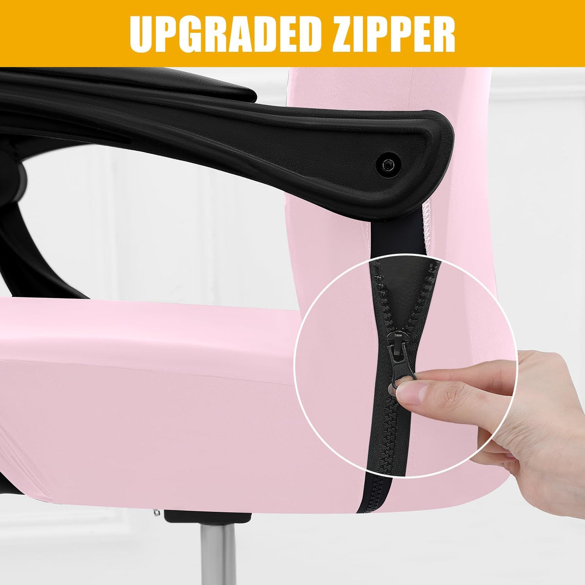 Stretch Printed Office Computer Desk Chair Covers, Pink