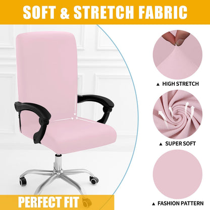 Stretch Printed Office Computer Desk Chair Covers, Pink