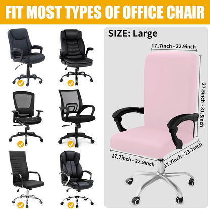 Stretch Printed Office Computer Desk Chair Covers, Pink