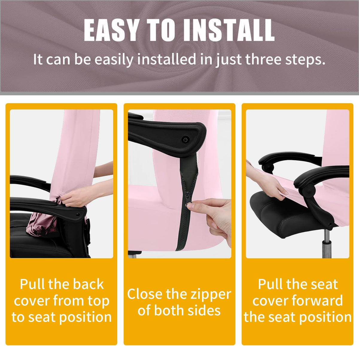 Stretch Printed Office Computer Desk Chair Covers, Pink