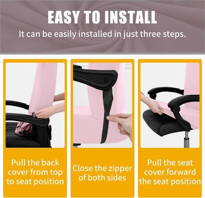 Stretch Printed Office Computer Desk Chair Covers, Pink
