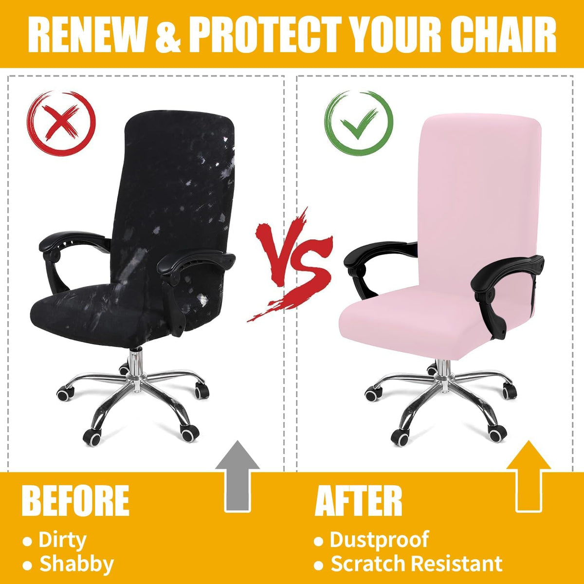Stretch Printed Office Computer Desk Chair Covers, Pink