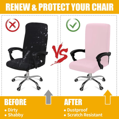 Stretch Printed Office Computer Desk Chair Covers, Pink