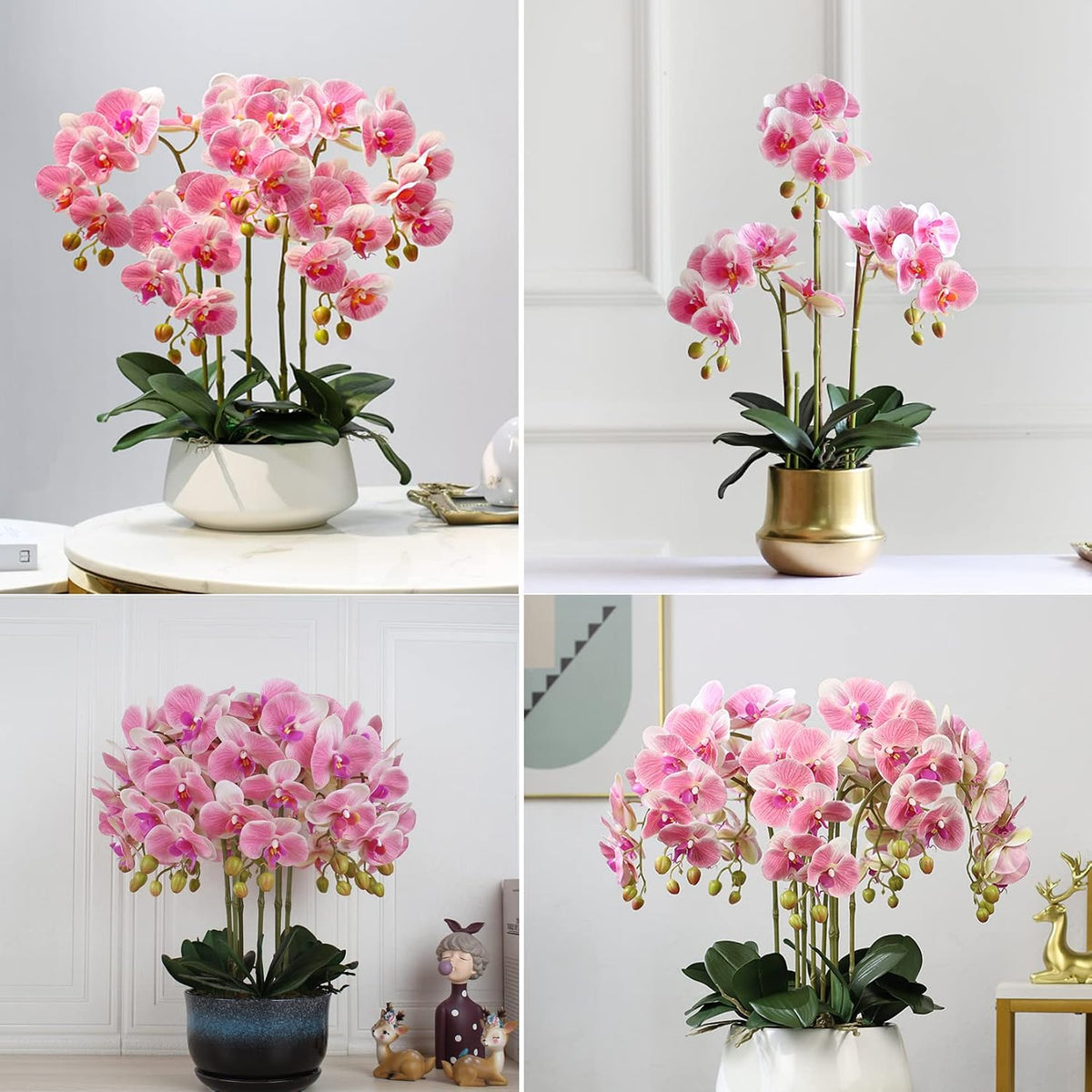 32 Inch Artificial Phalaenopsis Flowers 6 Pcs Artificial Orchid Flowers Stem Plants for Home Décor (Pink)