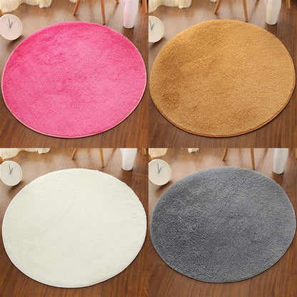 Plush Round Rug Soft Indoor Modern Area Rugs Yoga Mat for Children Bedroom Home Decor Nursery Light Pink 1.3 Feet