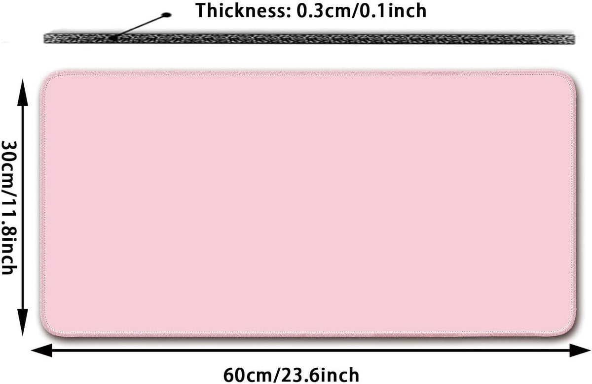 Large Mouse Pad, Non-Slip Desk Pad, Pastel Pink, 24x12 inch
