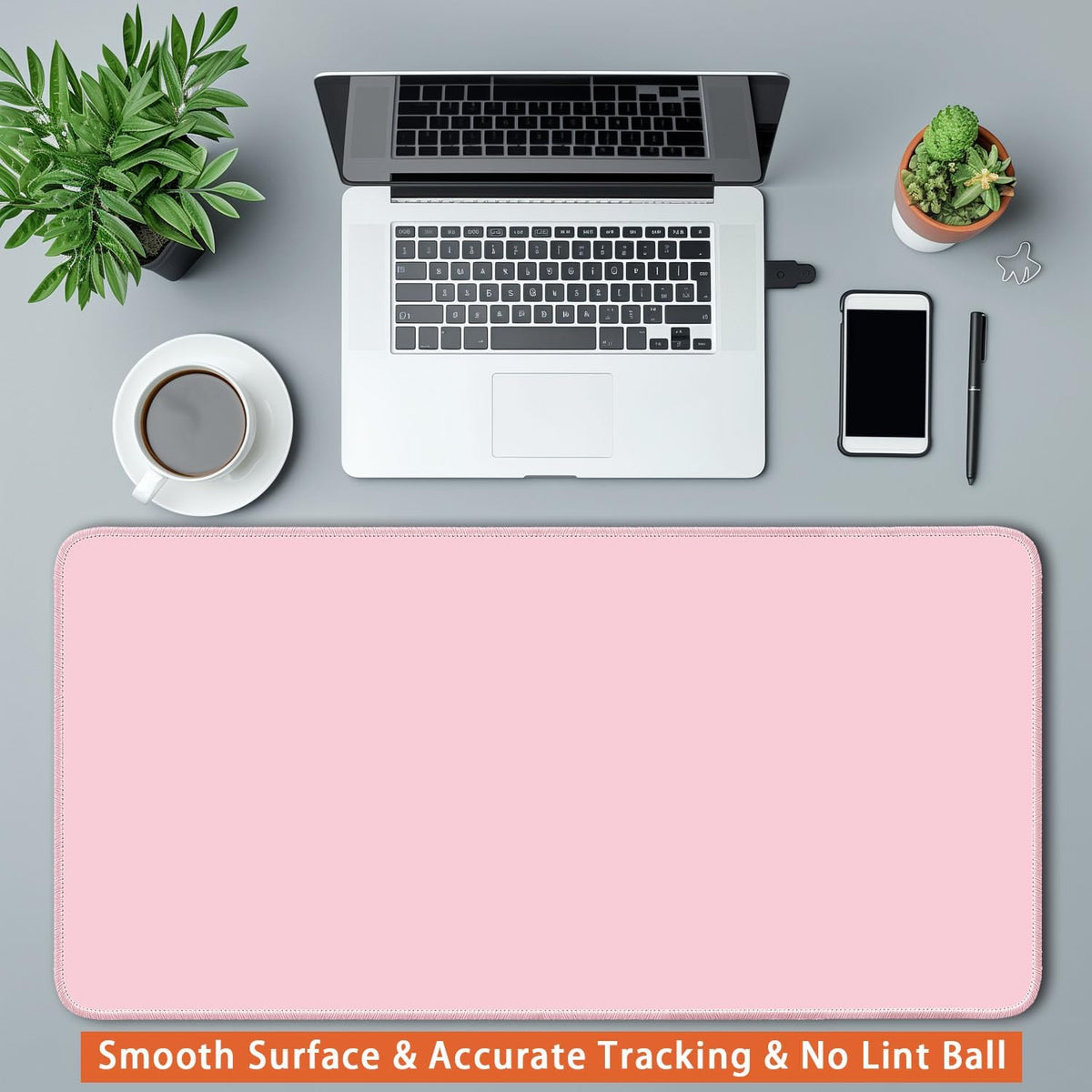 Large Mouse Pad, Non-Slip Desk Pad, Pastel Pink, 24x12 inch