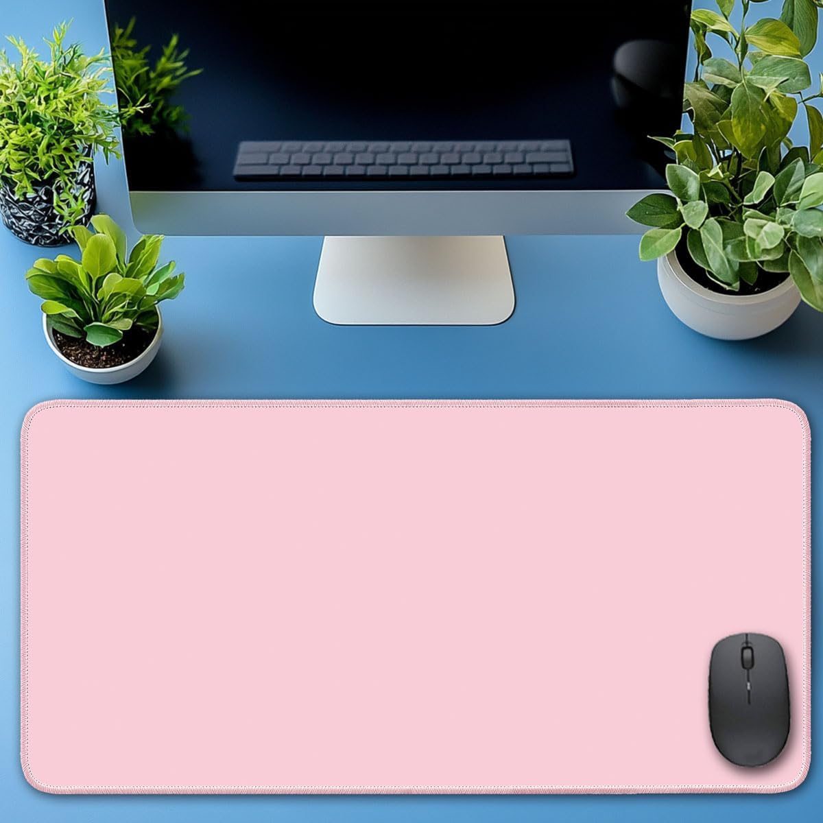 Large Mouse Pad, Non-Slip Desk Pad, Pastel Pink, 24x12 inch