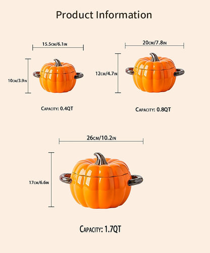 Ceramic Pumpkin Casserole Pot,Pumpkin Dutch Oven Pot with Lid,Halloween Pumpkin Soup Bowls, Creative Tableware Ceramic Pumpkin Bowl for Thanksgiving Autumn Fall Baking Halloween,Pink,0.4qt