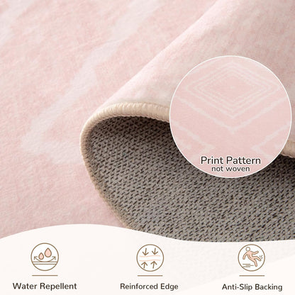9'x12' Washable Area Rug for Living Room Bedroom Lightpink