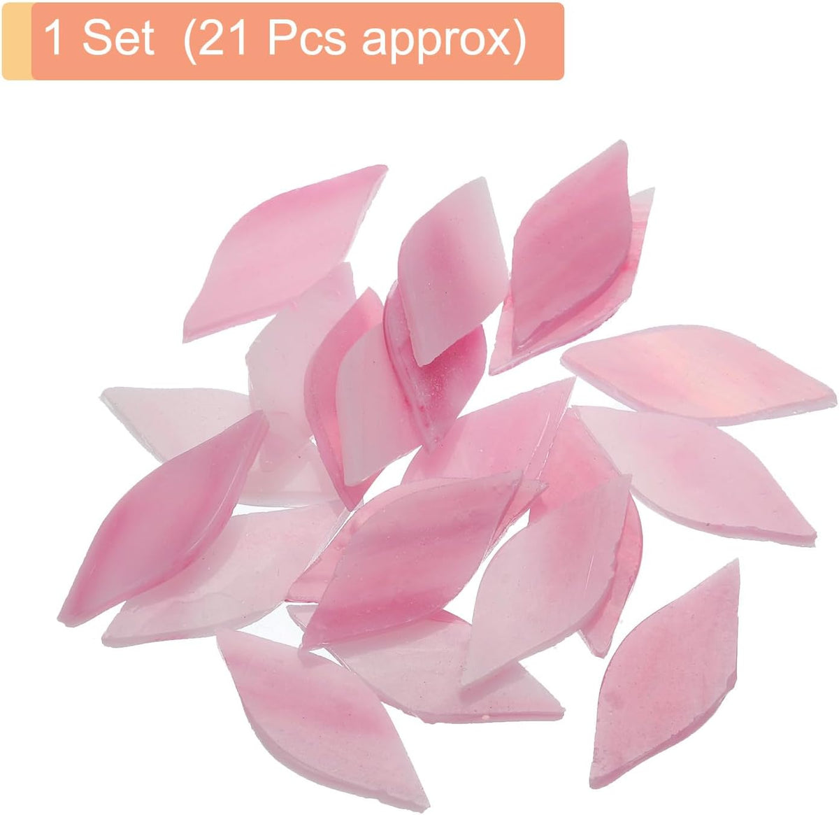50g Stained Glass Mosaic Leaf 15mm x 38mm Pink Glass Mosaic Tiles Bulk for Craft DIY Handmade Project