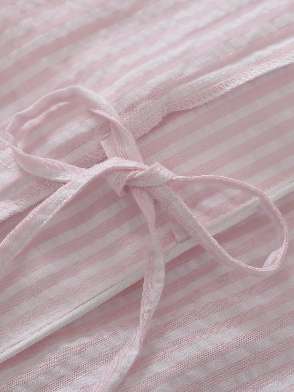 Women's Petite Robe Seersucker Cotton Bathrobe with Pockets Petite Length