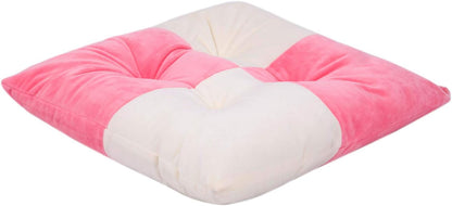 4 Pack Seat Cushion/Chair Cushion Pads for Dining Chairs, Office Chair, Car, Floor, Outdoor, Patio，Machine Wash & Dryer Friendly (F-Mix Color 16"×16", Pink & White)